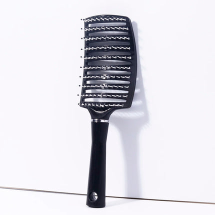 Black Curved Nylon Ventilation Brush – Scalp Massage Comb for Real Hair Wigs 1PC