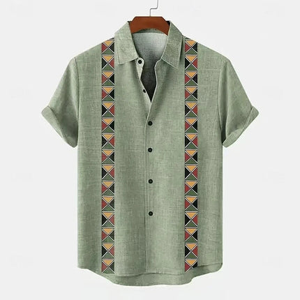 Men's High-Quality Linen Short-Sleeved Shirt Hawaii 3D Printed Collar Vacation Casual Style Loose Breathable Fit