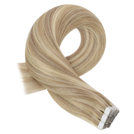 Moresoo Tape in Human Hair Extensions Brazilian Straight Remy Hair Extension Natural Invisible Seamless Tape ins 100% Real Hair