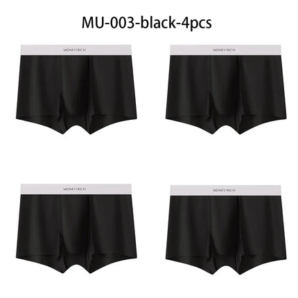 Men's 4-Pack Moisture-Wicking Quick-Drying Seamless Antibacterial Boxer Briefs High Elasticity Non-Slip Sports Underwear