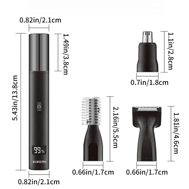 XIAOMI New 3-in-1 Electric Rechargeable Nose Ear Hair Trimmer for Men Painless Sideburns Eyebrows Beard Hair Clipper Shaver