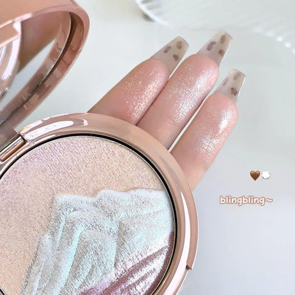 Kakashow 3 colors Sparkling highlighter Pearlescent Smooth Delicate High-Gloss Pressed Powder for Facial Brightening
