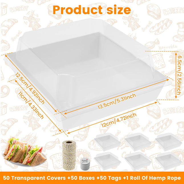 10Pcs White Bakery Boxes with Window, 12 X 12 X 8 Inches, Fold Cake Boxes Treat Boxes for Cookies, Pastry, Macarons Party Favor