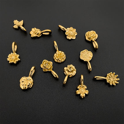 eManco Gold Color Stainless Steel Diverse Flower Charms Natural Style for DIY Jewelry  Everyday Use Factory Direct Sales