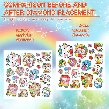 Children's Diamond Painting Sticker Set - DIY Sticker Art Gift - Cartoon Animal Diamond Painting Art Children's Toys