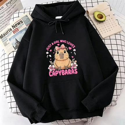 Funny Capybara Sweatshirt Cartoon Anime Hoodies Women Cute Anime Manga Hoody Long Sleeve Hoodies Female Sportwear Clothes Tops