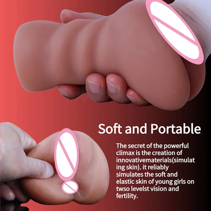 2 IN 1 Sex Toys Masturbation For Men Deep Throat Artificial Real Pussy Oral Male Masturbator Realistic Vagina Adult Pocket Pussy