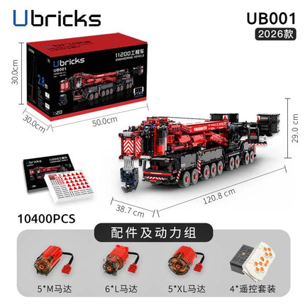 2026 New upgrade 10400Pcs LTM11200 Model Mobile Crane Building Blocks Model Remote With Motorized Control Car Toys Kids Gifts