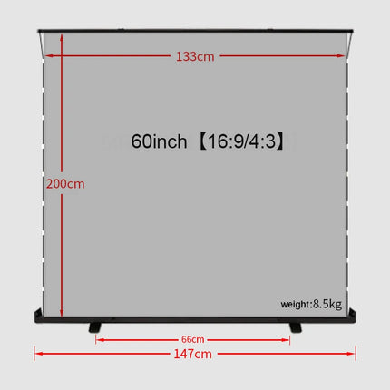 Portable Floor Pull-Up Tab Tension Screen Metal Silver ALR Material 3D Ready Projector Screen for Home Theater & Outdoor Use