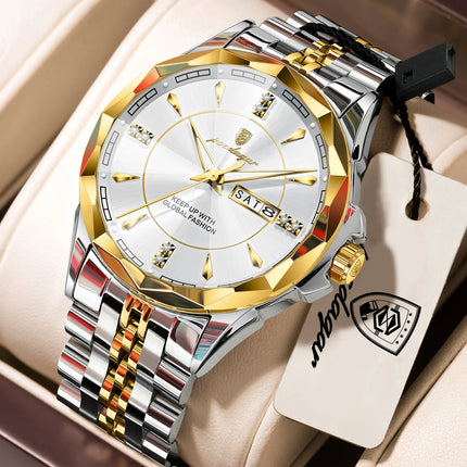 POEDAGAR Luxury Man Clock Business Waterproof Luminous Date Week Watches For Men Quartz Stainless Steel Fashion Men's Wristwatch