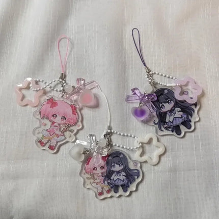 Homura and Madoka acrylic keychain    Anime  Madoka Magica  Coquette  Handmade  Y2K