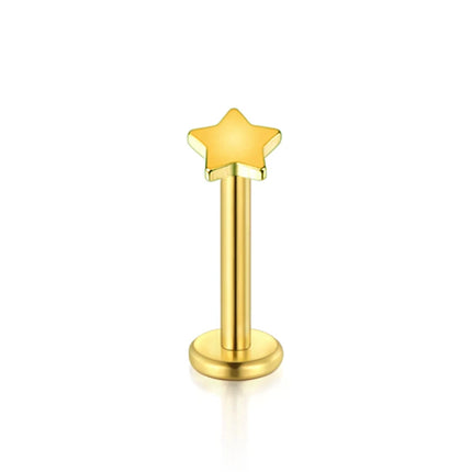 1PC Steel Inernally Thread Labret Stud Rings Piercing Star Heart Shape Ear Cartilage Tragus Orelha Stud Helix Piercing Jewelry
