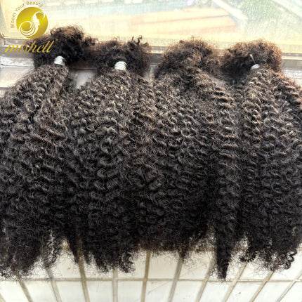 30g/Bundle Afro Kinky Curly Human Hair Bulk Extensions No Weft 16inch for Permanent Micro Locs/Twists/Braids/Repair Locs