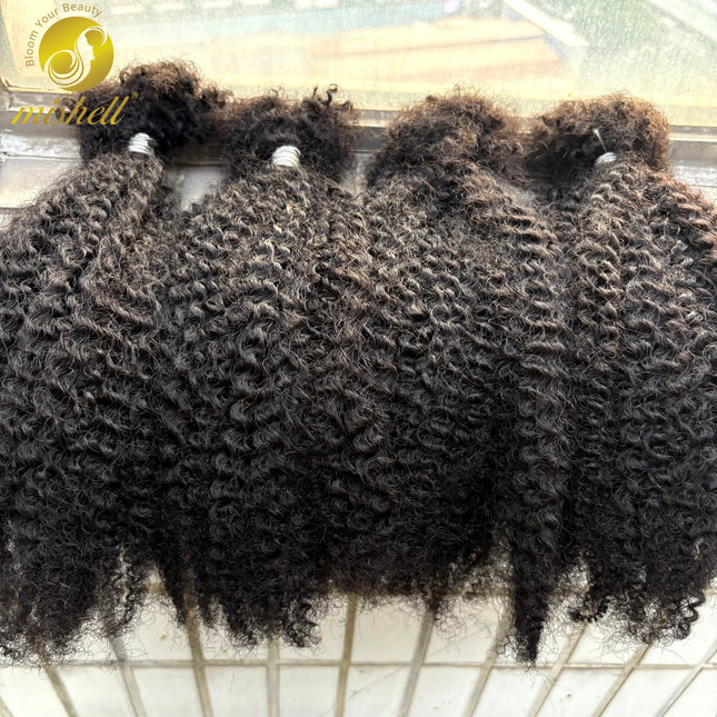 30g/Bundle Afro Kinky Curly Human Hair Bulk Extensions No Weft 16inch for Permanent Micro Locs/Twists/Braids/Loc Repair