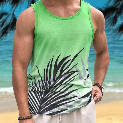 Summer Daily Casual Men's Sleeveless T-shirt Hawaiian Men's Tank Top Outdoor Beach Men's Tank Top Street Fashion Men's Tank Top