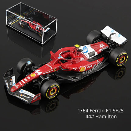 Bburago 1:64 2025 F1 With Dust Cover Alloy Car Model Formula Racing Die Cast Toy SF25 RB21 W16 MCL39