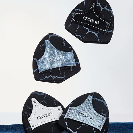 2PCS Denim Makeup Powder Puff Set Soft Skin-Friendly Dry & Wet Dual-Use Sponge Cushion For Liquid Foundation