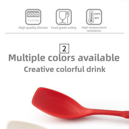 Kitchen Tool Silicone Spoon Multi purpose Grip Comfortable Anti slip Round Handle Large Cookware Tableware Spoon