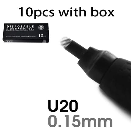 10/50Pcs Disposable Microblading Pen 0.15/0.18mm 18U Sterilized Permanent Makeup Eyebrow Tattoo Pen with U Blades