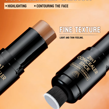 Double-head Face Bronzer Contour Stick Cream Makeup Light Dark Shadow Lasting Concealer Facial Brighten Contouring With Brush