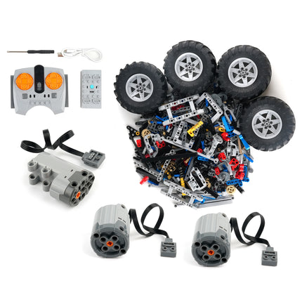 4WD RC Car Chassis Climbing Vehicle Model Building Blocks Compatible Motor Power Function With Suspension Shocks Assembly Bricks
