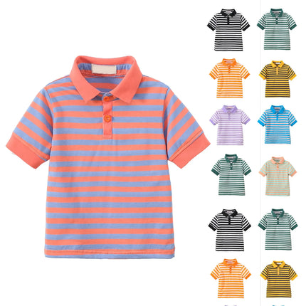 Summer boys striped polo shirt lapel short-sleeved T-shirt top boys and toddler cute Tee Polo Shirts Kids Clothing 1-9Y