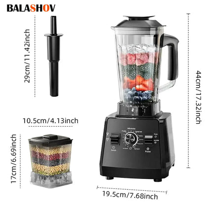 220V Heavy Duty Commercial Blender Juicer Fruit Mixer Professional High Power Food Processor Ice Smoothies BPA Free 2L Jar