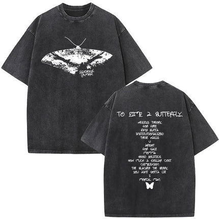 Washed Vintage Rapper Kendrick Lamar Album Merch T-shirts Men's Clothing Hip Hop Retro Oversized T-shirt Fashion Trend Tee Shirt