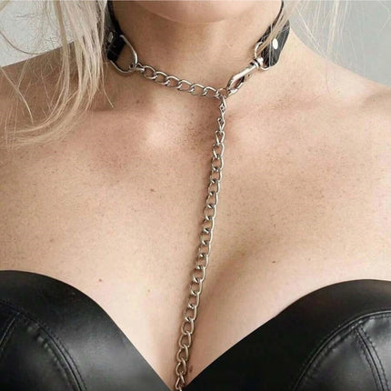 Women Fashion Sexy PU Leather Collar Bdsm Bondage Punk Collar Street Style Fetish Erotic Nightclub Clothing Accessories