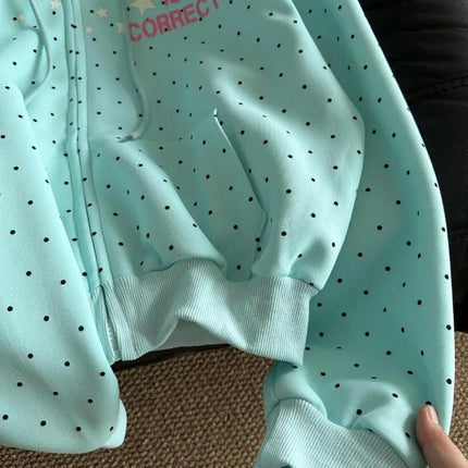 American Style Polka Dot Star Sweatshirts New Spring Fashion Letter Print Hooded Women Y2k Sweet Loose Casual Jacket 2026 New