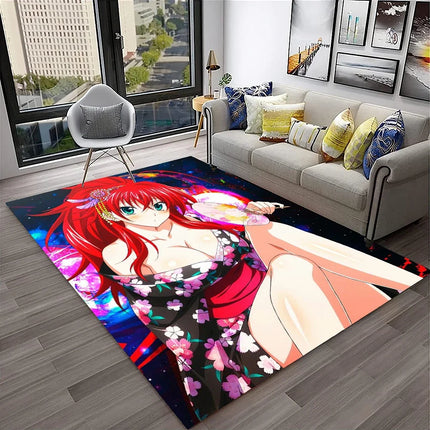 High School DxD Sexy Girl Cartoon 3D Carpet Rug for Home Living Room Bedroom Sofa Doormat Decor, Kids Area Rug Non-slip Floor Mat