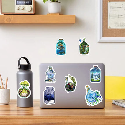 Bottle Microscopic Scenery Stickers Fantasy DIY Kids Toy Gift Decal for Phones Luggage Decorative Designs  Laptops Waterproof