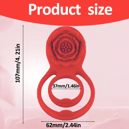 Vibrating Cock Ring with Rose Clitoral Stimulator Pleasure Penis Ring Vibrator 7 Vibration Couples Adult Sex Toys for Men Women