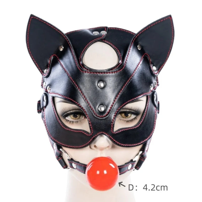 Sexy Allure Fox Eye Mask with Fetish BDSM Adult Harness Oral Flail Mouth Plug for Couple Slave Restraint Games Sex Gag Toy
