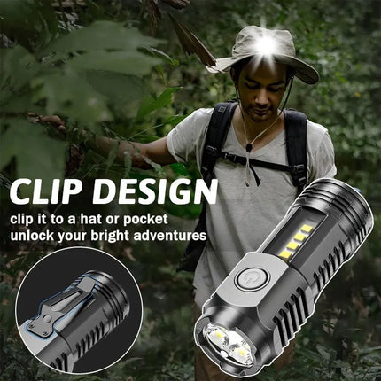 Portable Mini LED Handheld Flashlight Powerful Fingertip Torch Outdoor Waterproof Hiking Camping Flash Light with Pen Clip