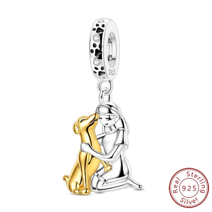 Original 925 Sterling Silver Charm Bead Balloon Poodle Cute Puppy Heart Charm Fit Bracelet Bangle Pendant Women DIY Jewelry Gift