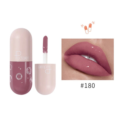 Pudaier mini capsule lip glaze, non-stick and non-fading lip gloss, mirror-finished moisturizing lip gloss