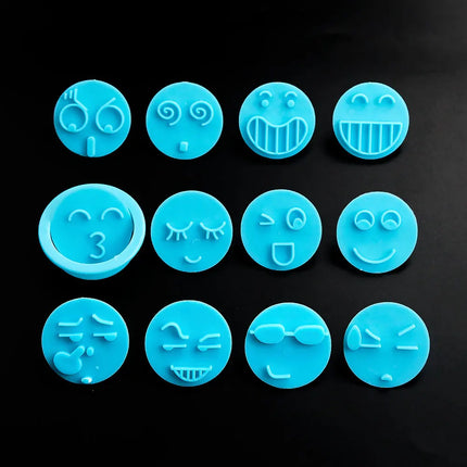 Silicone World 13PCS Set Baking Tools Smiling Face Cookie Molds Plastic Expression Embossing Mold DIY Flipping Sugar Cake Mold