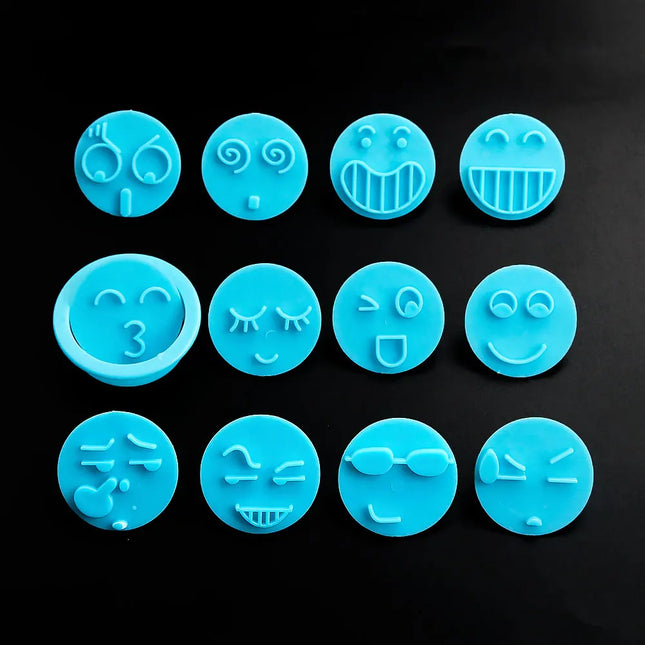 Silicone World 13PCS Set Baking Tools Smiling Face Cookie Molds Plastic Expression Embossing Mold DIY Flipping Sugar Cake Mold