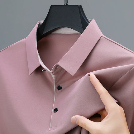 BROWON New Collection 2026 Golf Shirts Mens Short Sleeve Solid Color Turn Down Collar Business Plain Shirt for Man