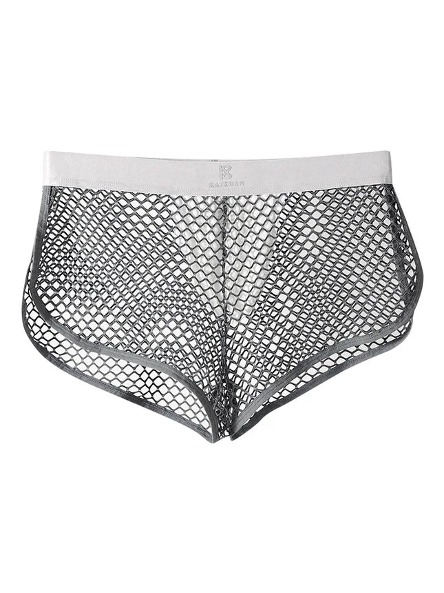 Sexy Fishnet Boxer Shorts for Men See through Transparent Underwear Panties Comfortable Nightwear Boxershorts Underpants