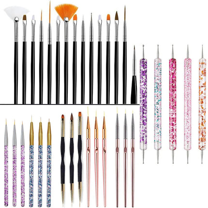 New 3/15PCS Nail Art Brushes for Manicure Builder Gel Nail Gradient Brush Thin Nail Brush Gel UV Polish Manicure Tools XJS09
