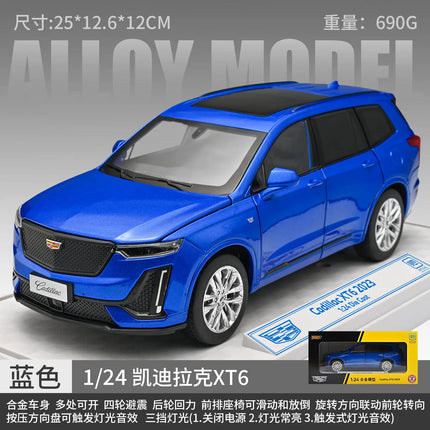 1:24 Cadillac XT6 Alloy Diecast Car Model, Pull Back with Light & Sound, 4S Store Display Ornament, Premium Gift for Boyfriend