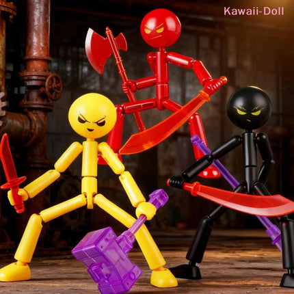 1 Set Multi-jointed Matchmaker Movable Assembled Robot Creative Stickman Desk Ornaments Decorative Festival Gift
