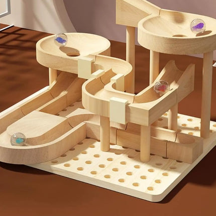 Marble Course Building Set Develops Cognitive Skills Wooden Marble Track Wooden Sphere Course Toy for Children