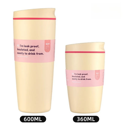 Simple Stainless Steel Vacuum Flasks Mug Insulated Coffee Cup Leakproof Lid Travel Silent Base Thermos Cups Thermal Water Bottle