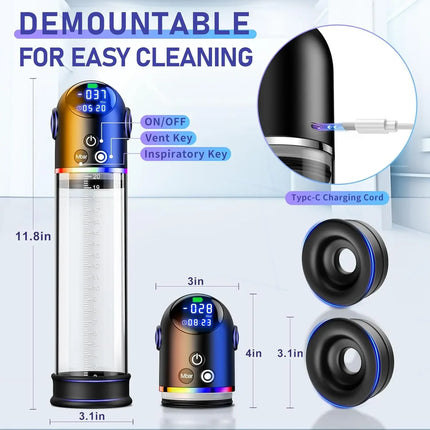 Electric Penis Pump Sex Toys for Men Penis Extension Automatic IPX7 Penis Water Pump Penis Enlargement Dick Erection Penis Train