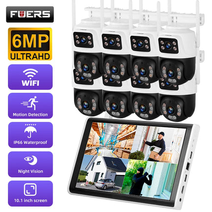 Fuers H.265 10.1 inch LCD Screen 8CH Wireless NVR Security Kit Outdoor Camera WIFI System Surveillance CCTV Audio Video Recorder