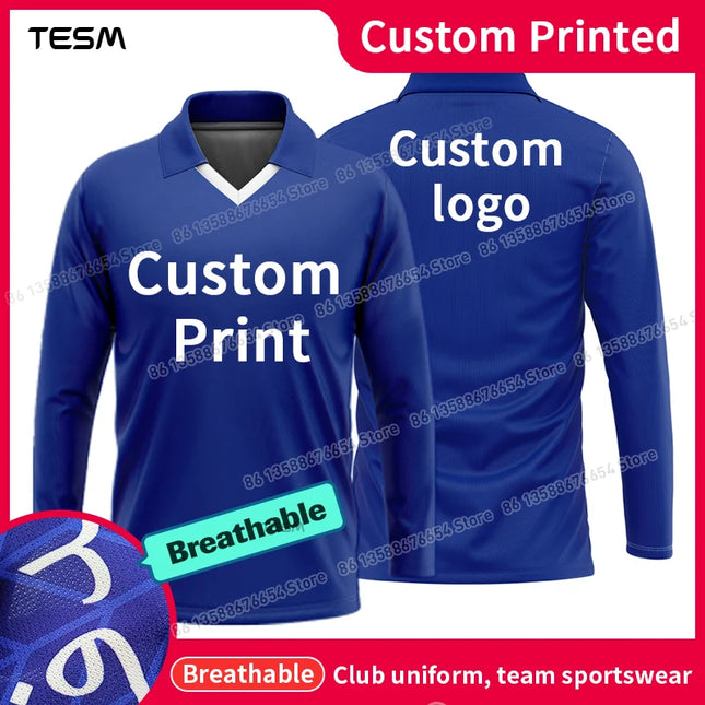 TESM Summer 3D Printed Long-Sleeve Polo Shirt Men Casual Sports Shirt Collar Special Top Team Competitions Striped Long-Sleeve