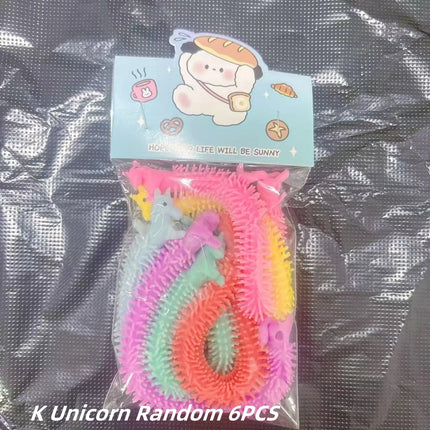 3/6pcs Worm Noodle Stretch String TPR Rope Anti Stress Toys String Fidget Autism Vent Toys Squishy for Children Christmas Gifts